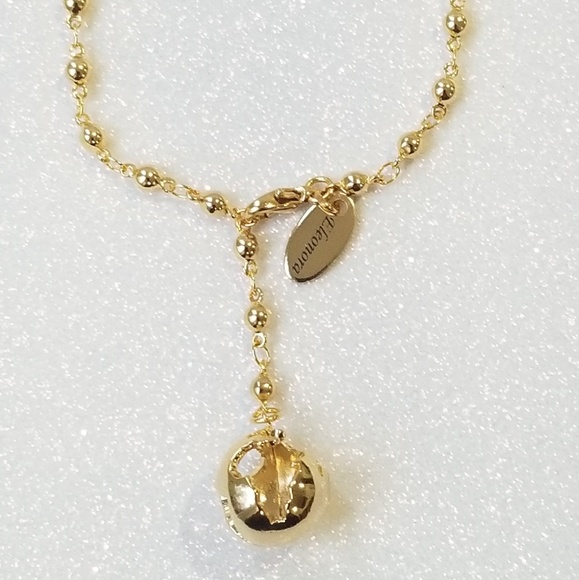 Gold ball chain globe charm bracelet - Picture 2 of 5